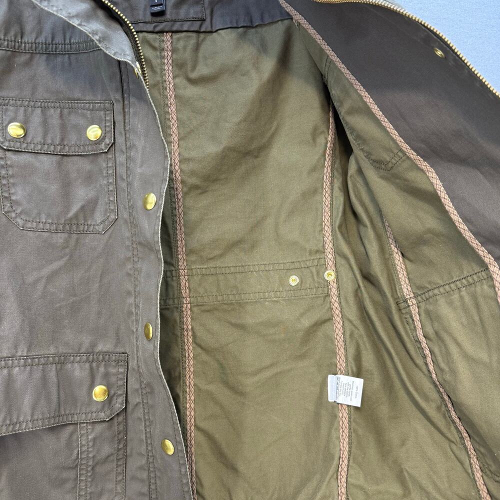 J. Crew Downtown Field Jacket Women's S Olive Green Structured Waxed Cotton VTG - Picture 4 of 9